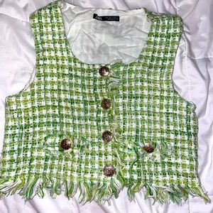 Zara Tweed Button Top